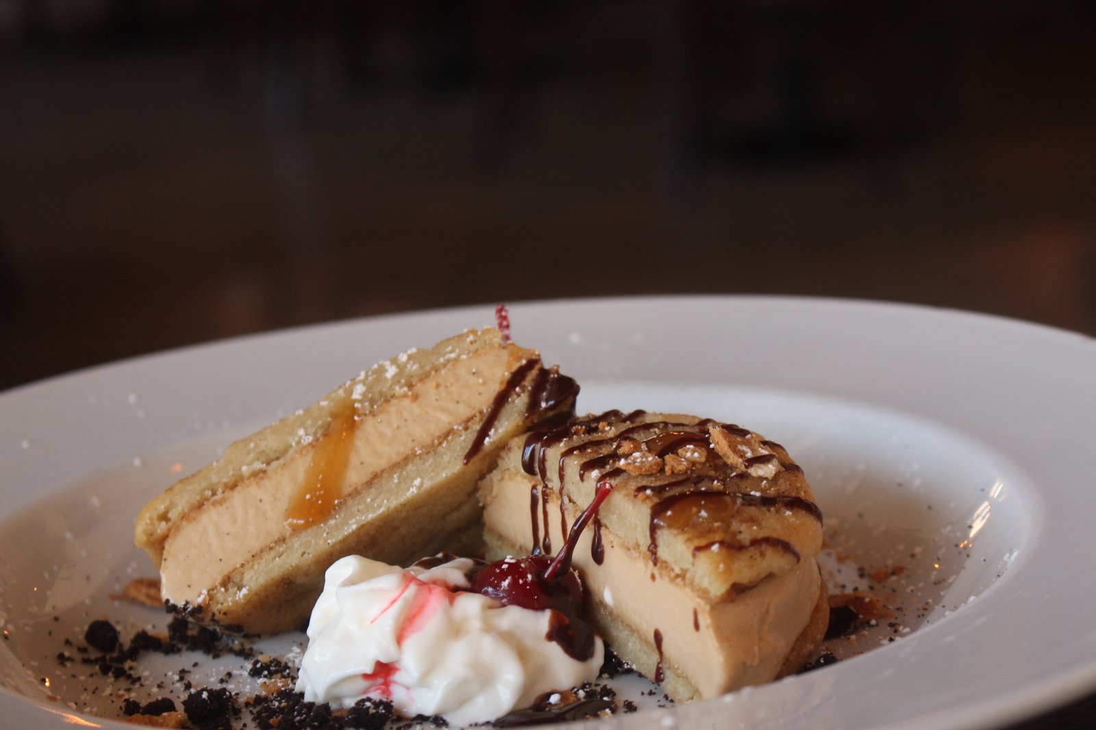 Dessert with gelato