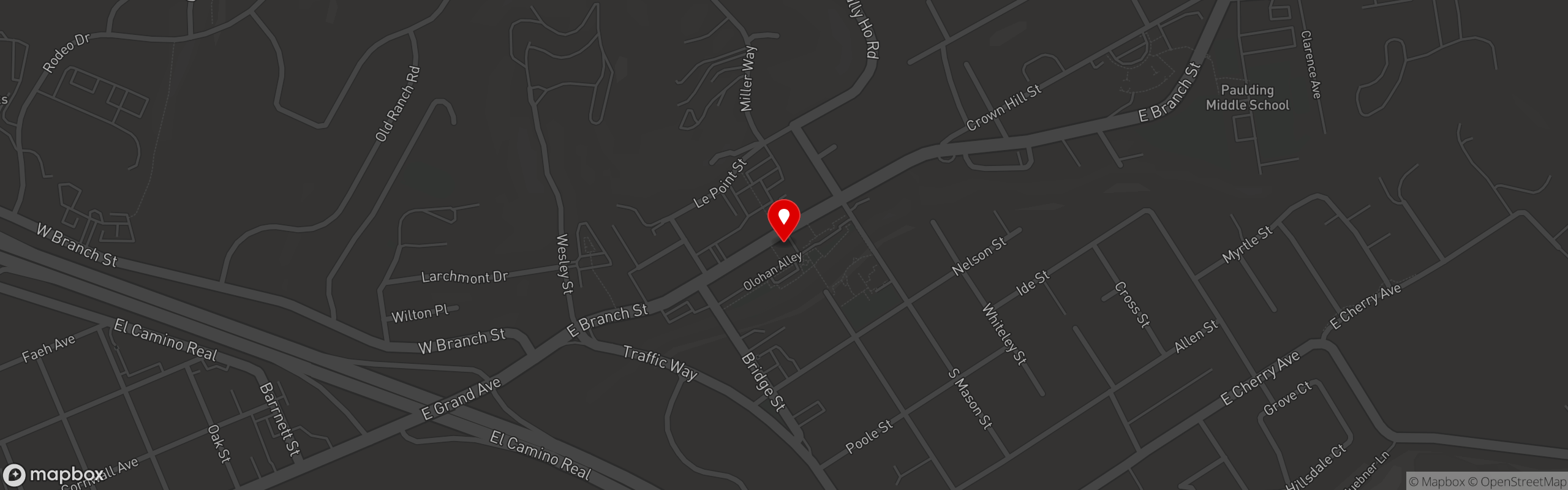Street map pinning Gina's Italian Cuisine at 138 E Branch St, Arroyo Grande, CA 93420
